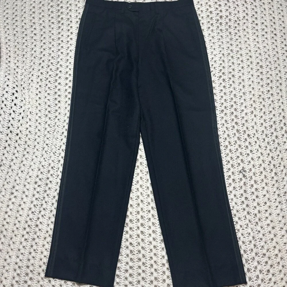 Valentino‎ Garavani VTG Dress Pants Black Straight Leg Flat Front Mens W34x31